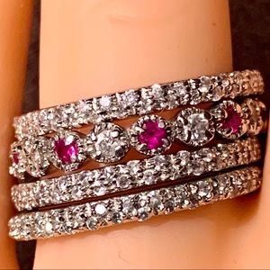Stackable Rings Red & CZ,